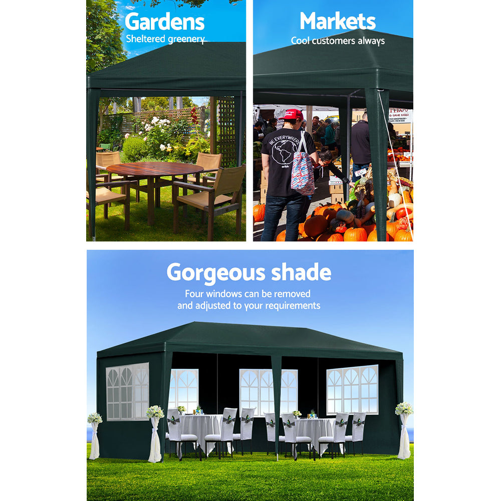 Instahut 3m x 6m Gazebo / Marquee with Side Walls(4 Panels) - Green