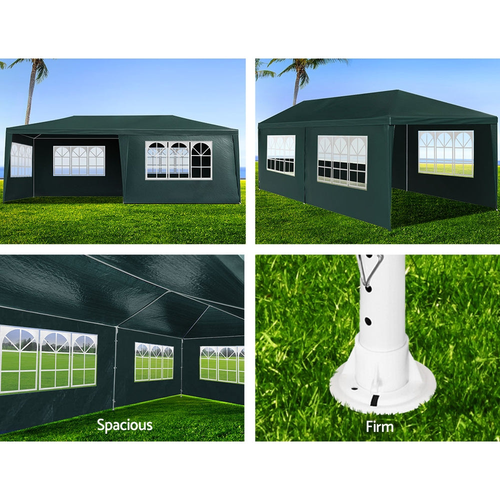 Instahut 3m x 6m Gazebo / Marquee with Side Walls(4 Panels) - Green