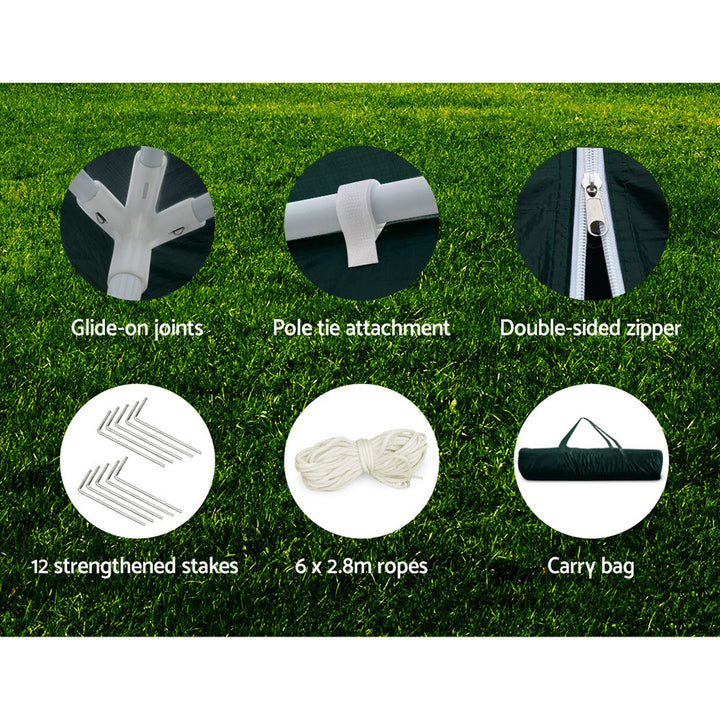 Instahut 3m x 6m Gazebo / Marquee with Side Walls(4 Panels) - Green