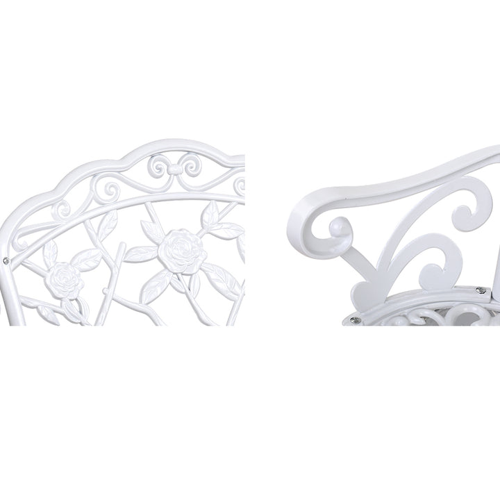 Gardeon Outdoor Garden Bench Seat 100cm Cast Aluminium Outdoor Patio Chair Vintage White