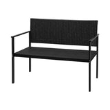 Gardeon Outdoor Bench Seat - Rattan Style - Steel Frame - Black