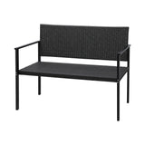 Gardeon Outdoor Bench Seat - Rattan Style / Steel Frame - Grey