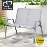 Gardeon Garden Bench Seat Steel Outdoor Patio Park Lounge Backyard Chair Grey