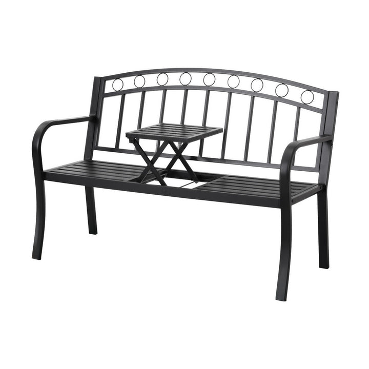 Gardeon Outdoor Garden Bench Seat - Loveseat - Steel - Black (Foldable)