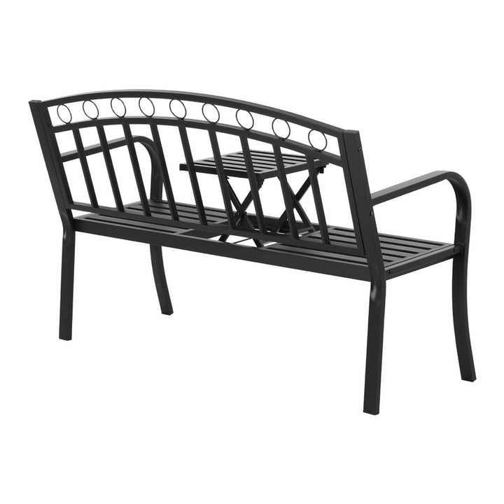 Gardeon Outdoor Garden Bench Seat - Loveseat - Steel - Black (Foldable)