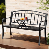 Gardeon Outdoor Garden Bench Seat - Loveseat - Steel - Black (Foldable)