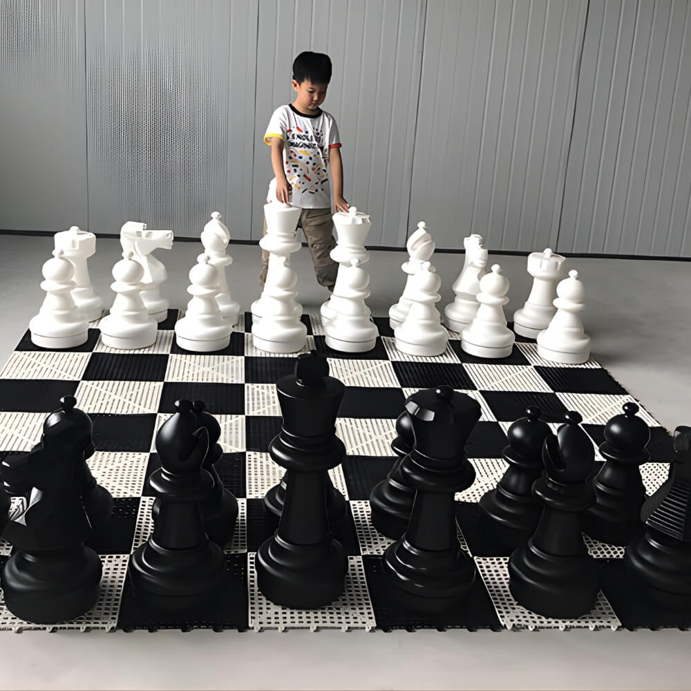 Giant Size Plastic Outdoor Chess Game Set w/Rubber 2.4m Mat w/Edges
