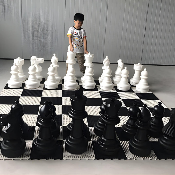 Giant Size Plastic Outdoor Chess Game Set w/Rubber 2.4m Mat w/Edges