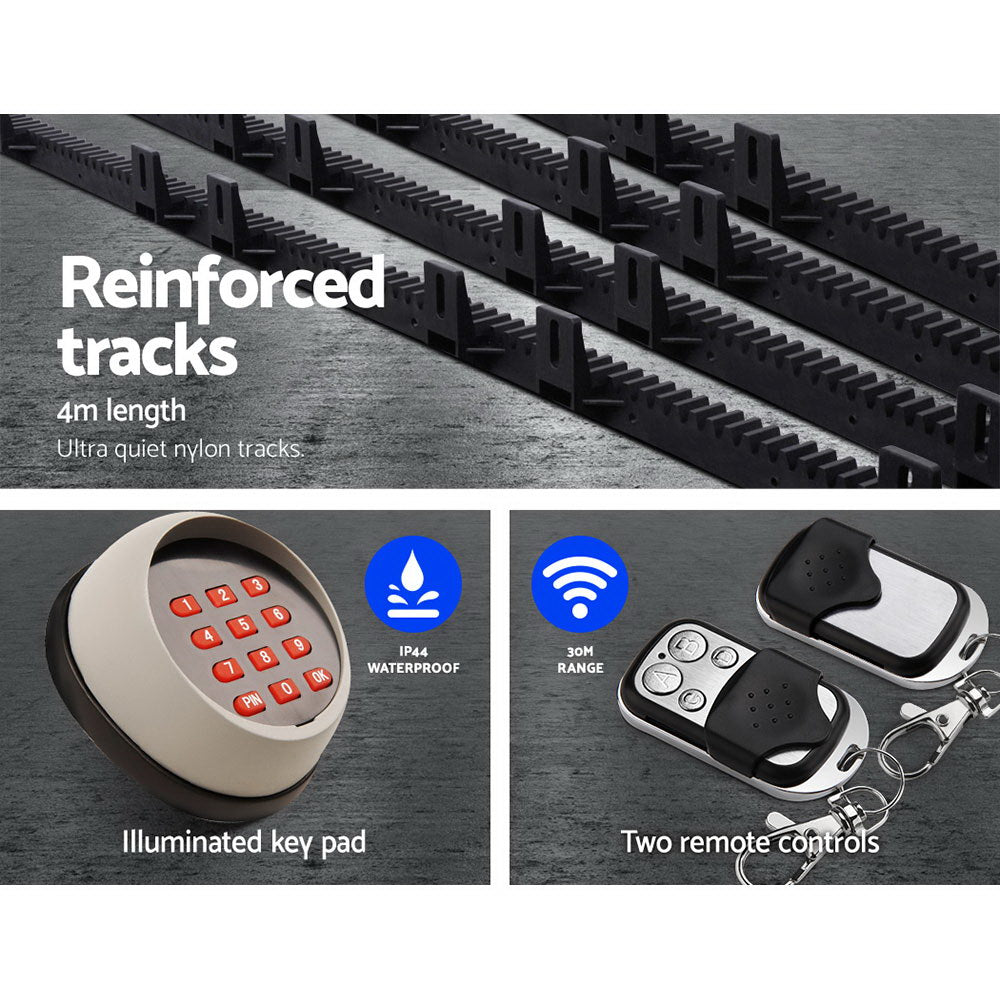 Lockmaster Automatic Sliding Gate Opener Kit - with Keypad & Remotes - 4m / 1800kg