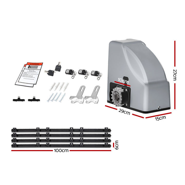 Lockmaster Automatic Sliding Gate Opener Kit - 4M / 800KG