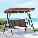 Gardeon Outdoor Swing Chair with Canopy - 3 Seater - Brown