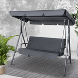 Gardeon Outdoor Swing Chair Garden Chair Bench Furniture Canopy 3 Seater Grey