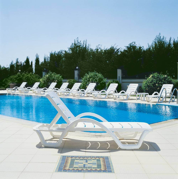 Havana Sunlounger/Ocean Side Table 3 Pc Package - White