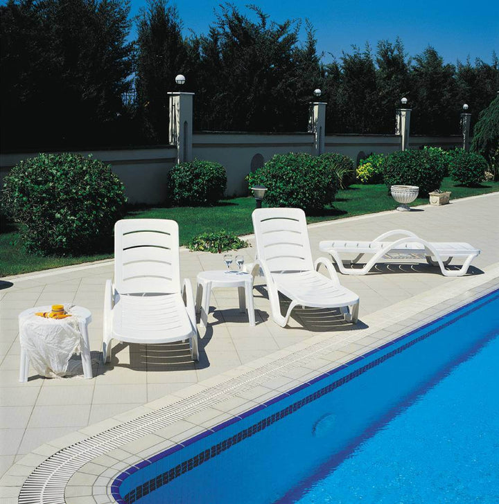 Havana Sunlounger/Ocean Side Table 3 Pc Package - White