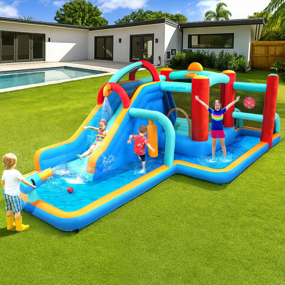 Inflatable Water Slide with Slide, Splash Pool, Jumping Castle