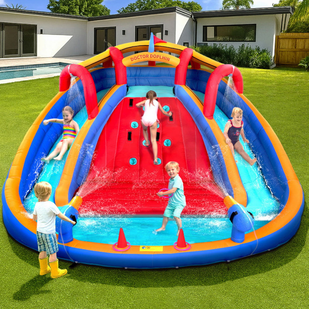 Inflatable Water Slide Water Park with Double Slide, Cannon