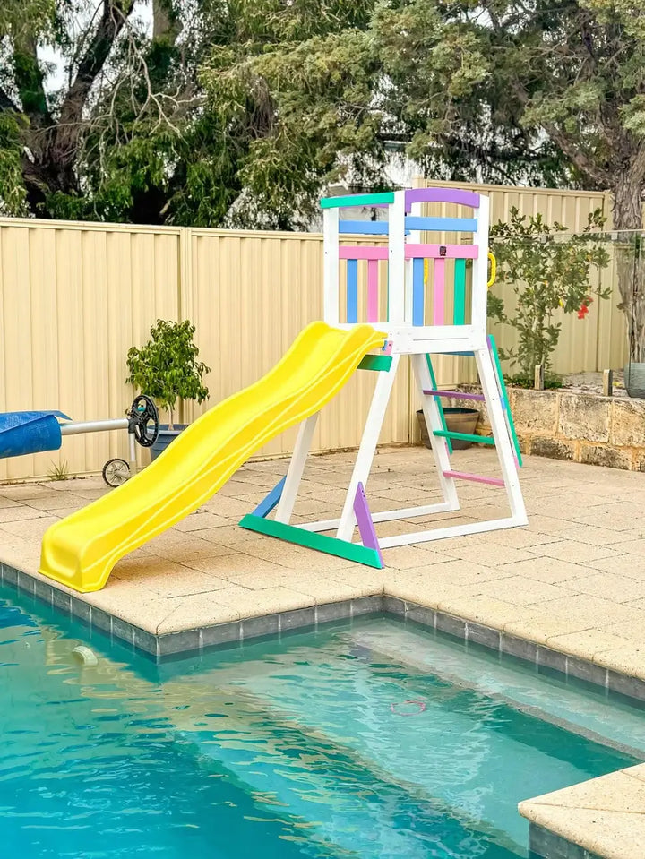 Kidzshack Pool Slide with Wooden Frame (12 slide colours)