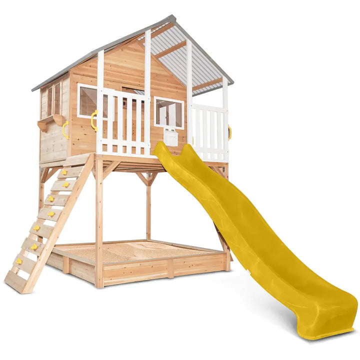 Lifespan Kids Winchester Cubby House with Elevation Kit & 3.0m Slide (Available in Green and Yellow Slide)