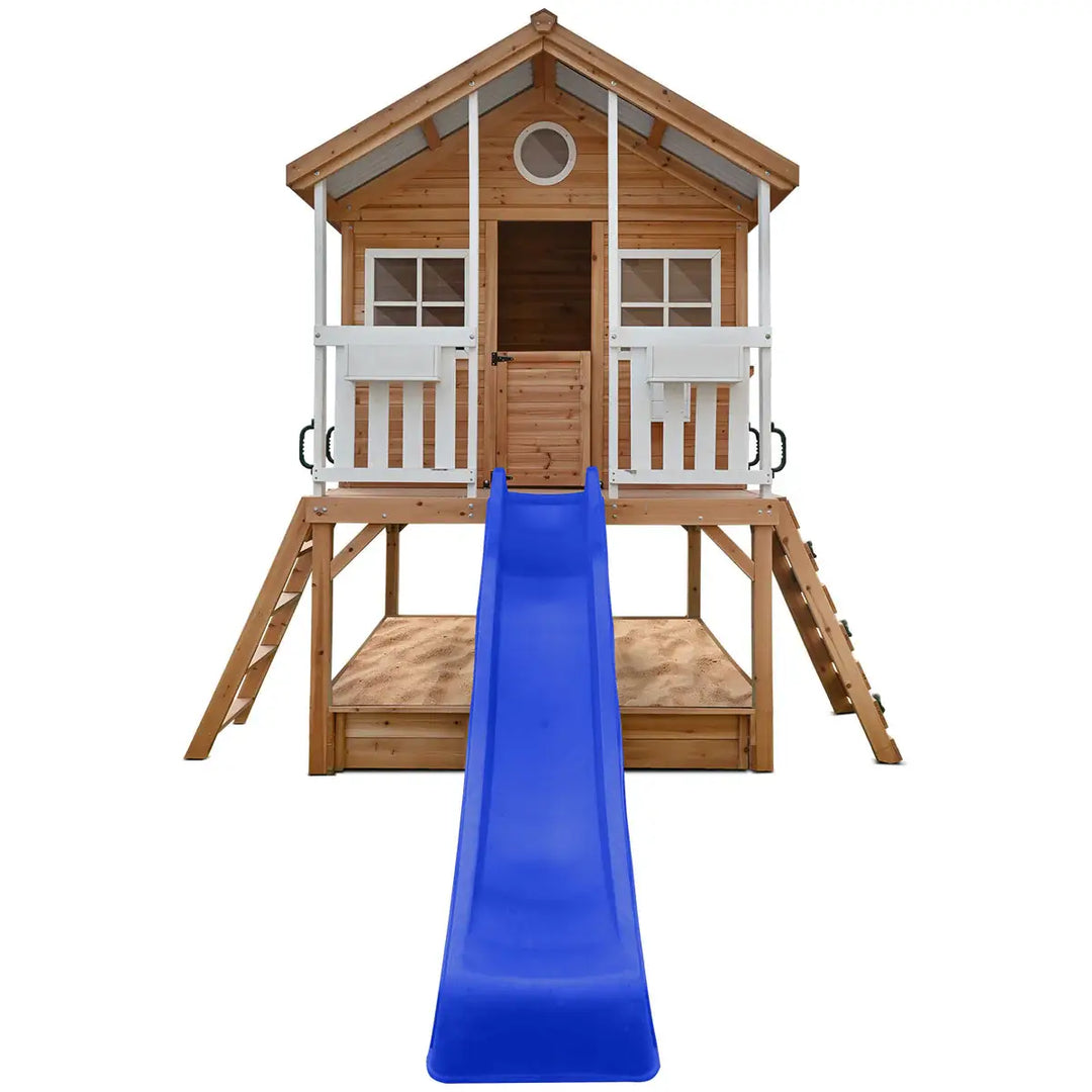 Winchester Cubby House with 1.2m Elevation Platform and 2.2m Slide (Green, Blue or Yellow)  - Lifespan Kids