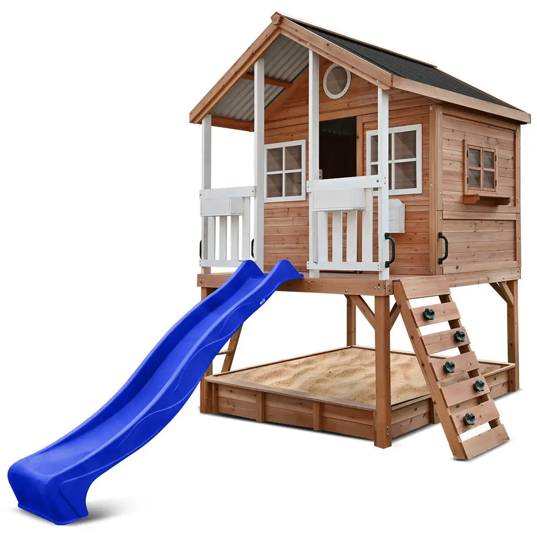Winchester Cubby House with 1.2m Elevation Platform and 2.2m Slide (Green, Blue or Yellow)  - Lifespan Kids