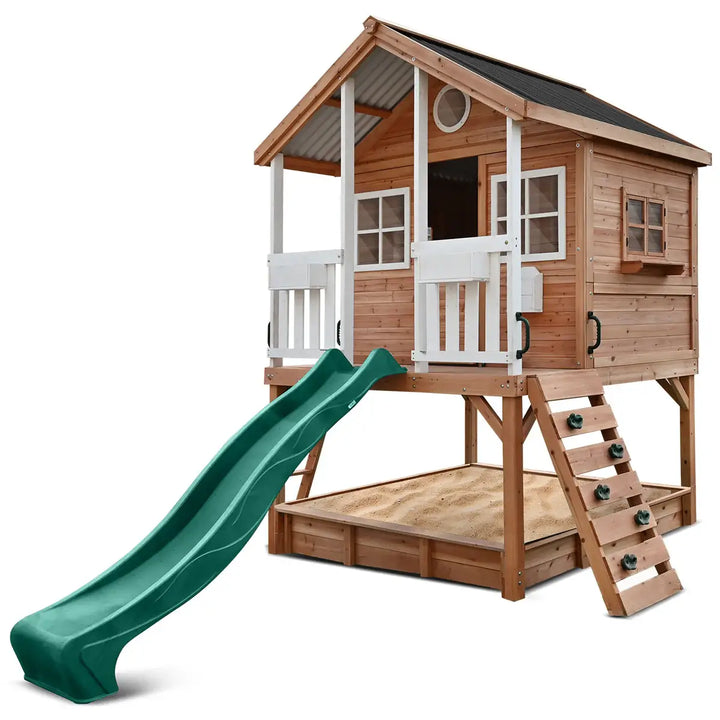 Winchester Cubby House with 1.2m Elevation Platform and 2.2m Slide (Green, Blue or Yellow)  - Lifespan Kids