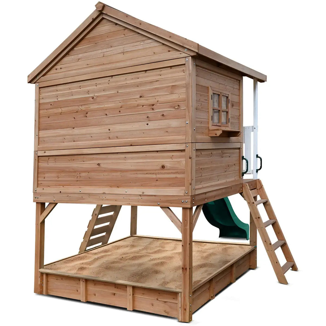 Winchester Cubby House with 1.2m Elevation Platform and 2.2m Slide (Green, Blue or Yellow)  - Lifespan Kids