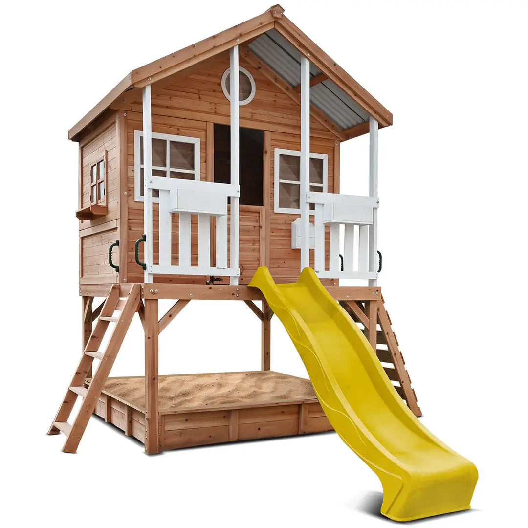 Winchester Cubby House with 1.2m Elevation Platform and 2.2m Slide (Green, Blue or Yellow)  - Lifespan Kids