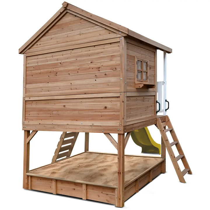 Winchester Cubby House with 1.2m Elevation Platform and 2.2m Slide (Green, Blue or Yellow)  - Lifespan Kids