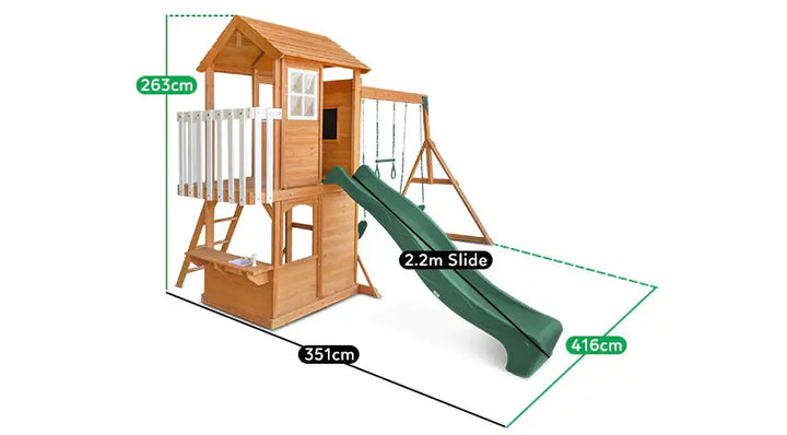 Springlake Play Centre with 2.2m Slide (Green, Blue  or Yellow Slide) - Lifespan Kids