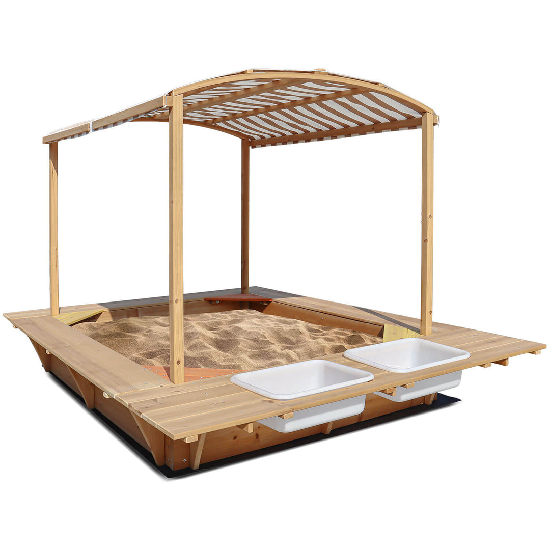 Playfort 2 Sandpit with Striped Canopy - Lifespan Kids