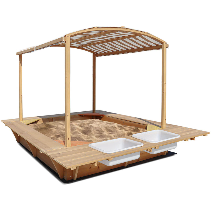 Playfort 2 Sandpit with Striped Canopy - Lifespan Kids