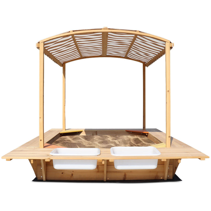 Playfort 2 Sandpit with Striped Canopy - Lifespan Kids