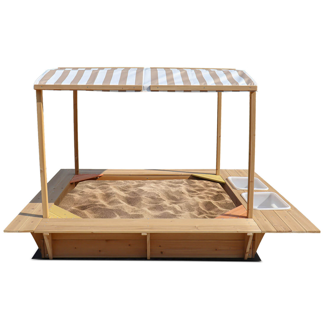 Playfort 2 Sandpit with Striped Canopy - Lifespan Kids