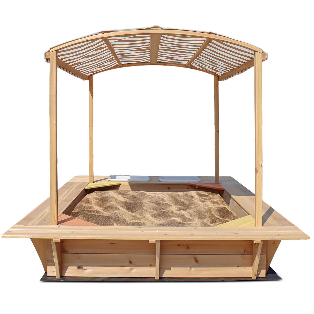 Playfort 2 Sandpit with Striped Canopy - Lifespan Kids