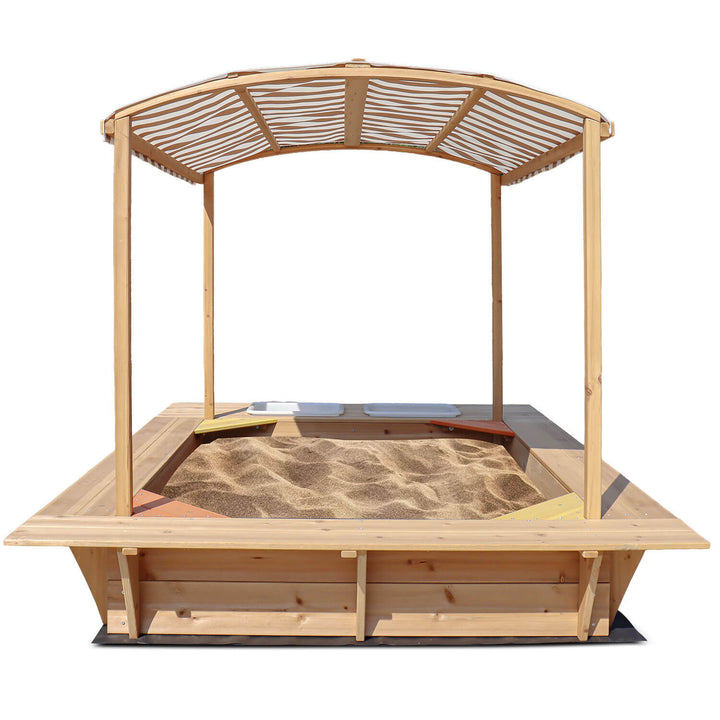 Playfort 2 Sandpit with Striped Canopy - Lifespan Kids