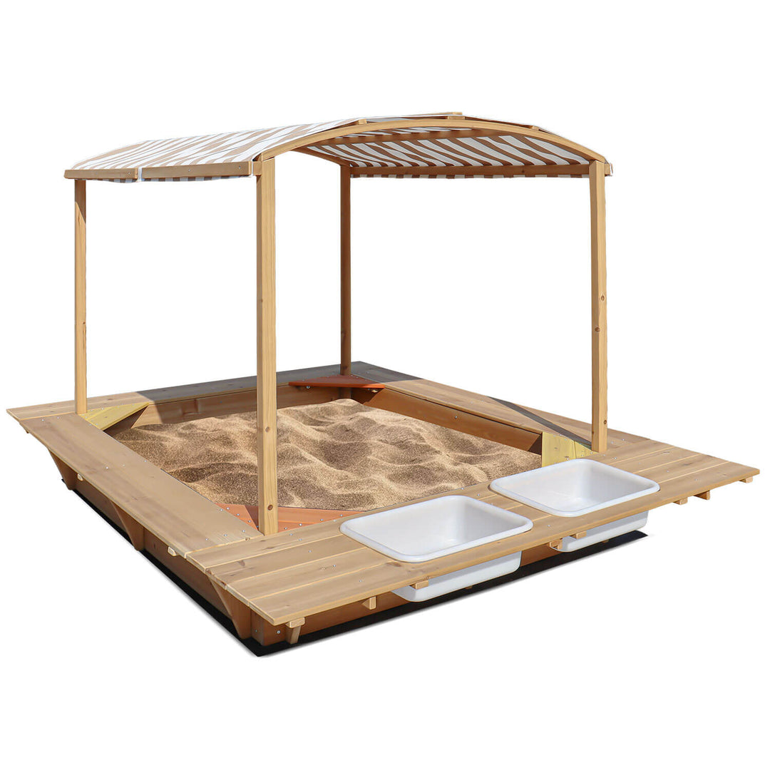 Playfort 2 Sandpit with Striped Canopy - Lifespan Kids