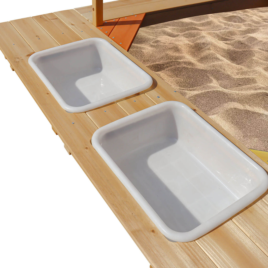 Playfort 2 Sandpit with Striped Canopy - Lifespan Kids