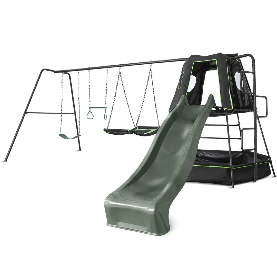 Lifespan Kids Pallas Play Tower with Metal Swing Set with Slide (Available in Green and Yellow)