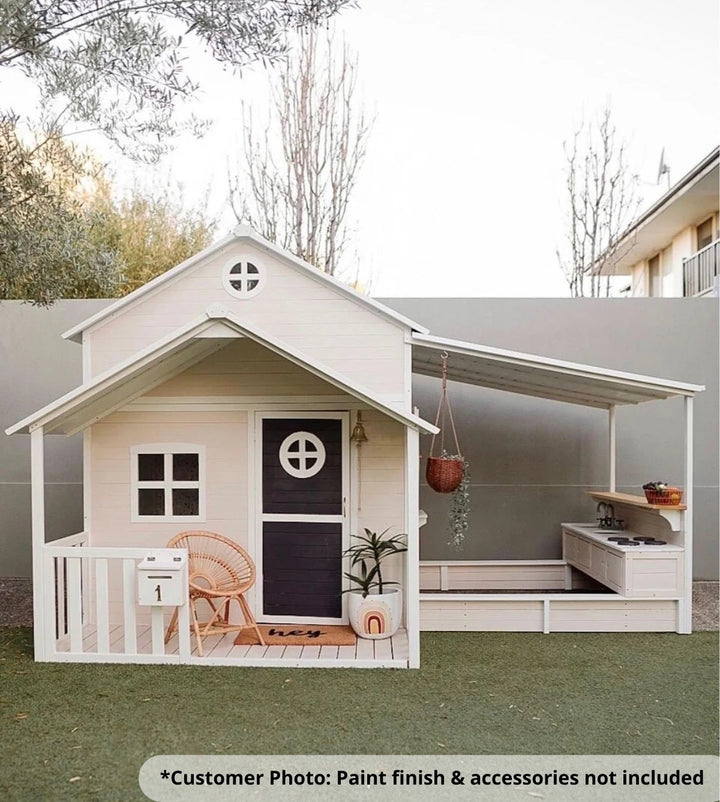KidzShack Lovely Shack Cubby House with Mud Kitchen