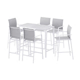 Gardeon 7PCS Outdoor Bar Set Stools Dining Chairs Table Patio Steel Bistro Set White