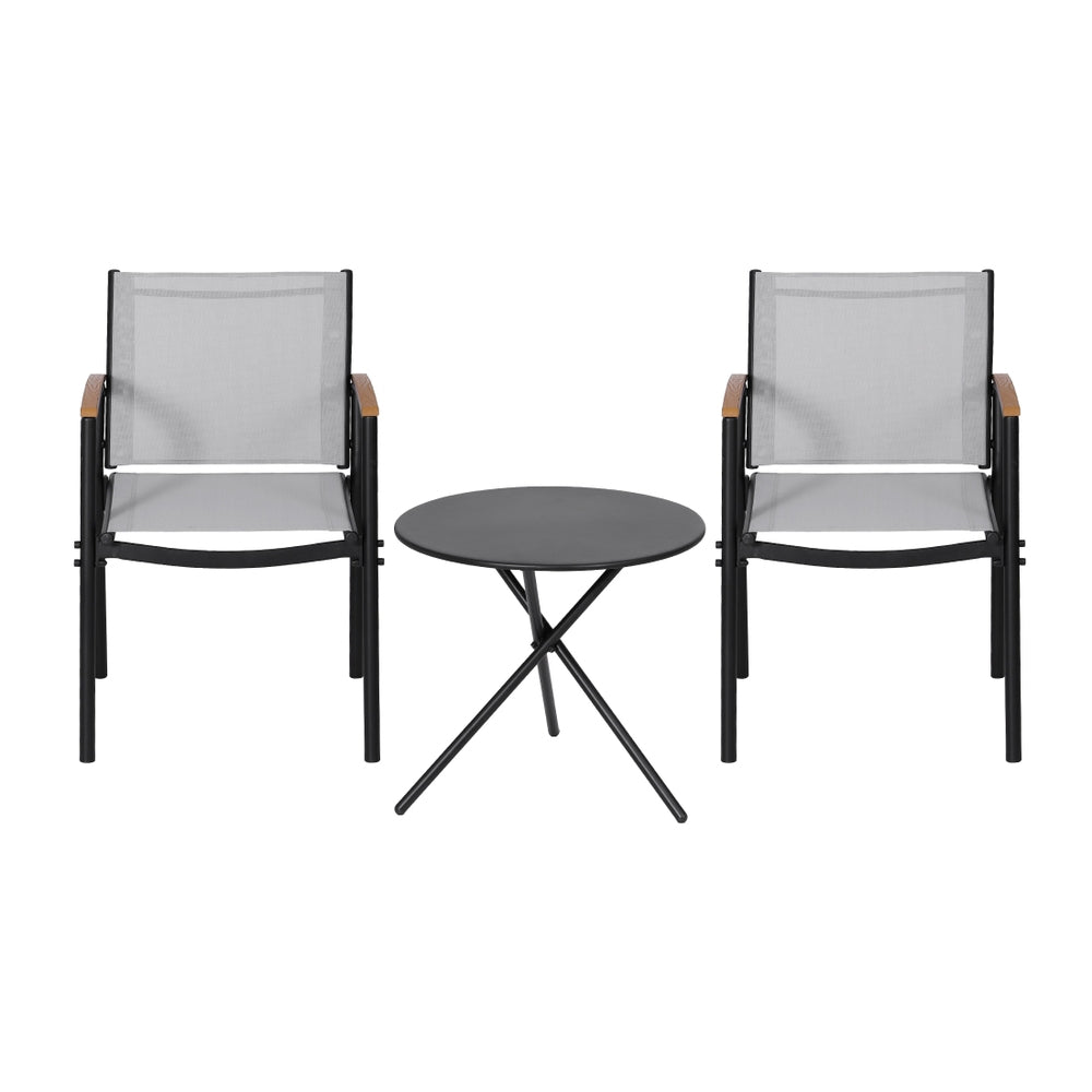 Gardeon 3PC Outdoor Bistro Set - Steel Table and Chairs