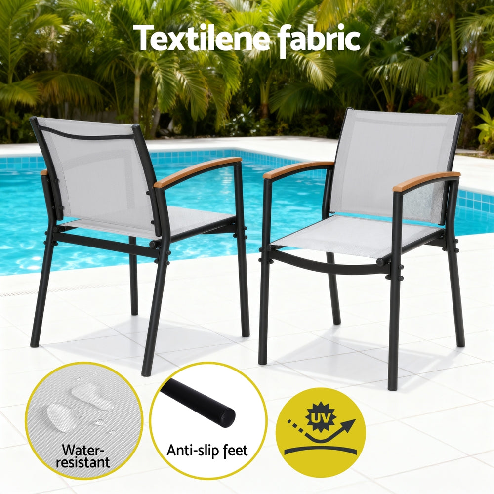 Gardeon 3PC Outdoor Bistro Set - Steel Table and Chairs