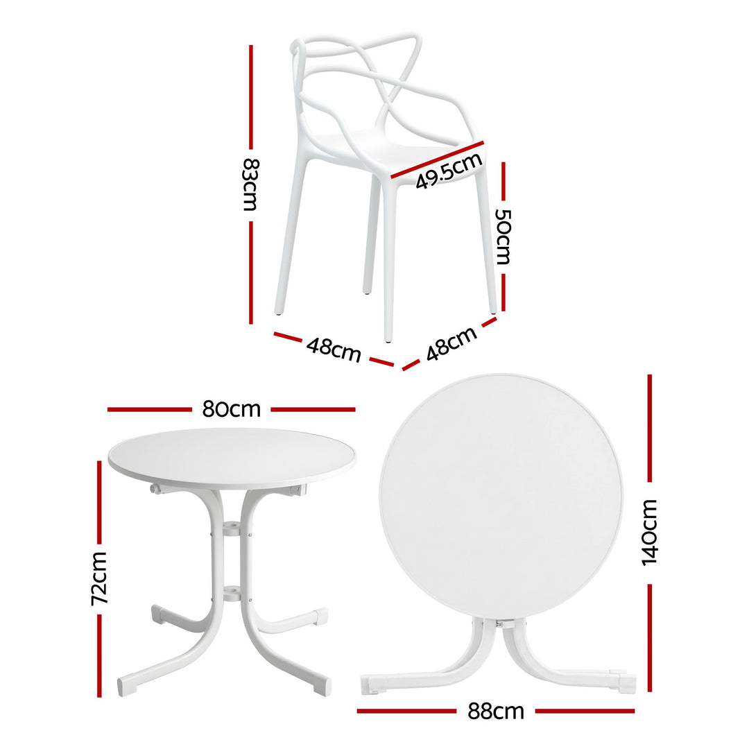 Gardeon 5PCS Outdoor Dining Set Table and Chairs Garden Patio Furniture Entwine White
