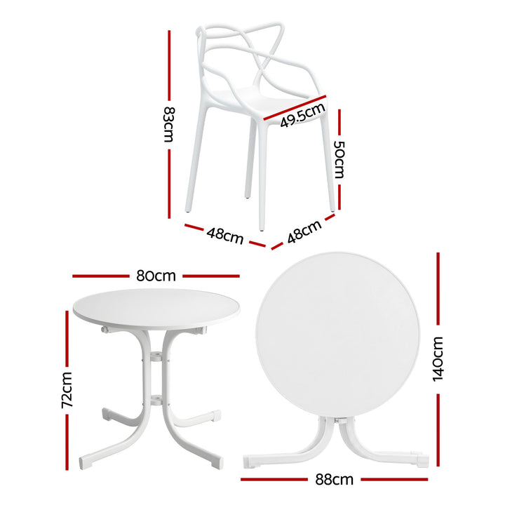 Gardeon 5PCS Outdoor Dining Set Table and Chairs Garden Patio Furniture Entwine White