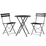 Gardeon 3pc Outdoor Bistro Set - Steel Table & Chairs - Black