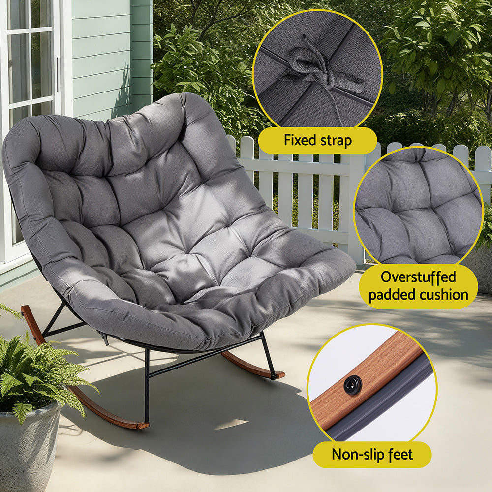 Gardeon Outdoor Rocking Chair / Papasan Recliner Lounge Chair