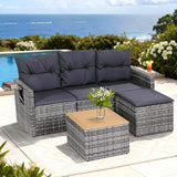 Gardeon 5pc Outdoor Sofa Set with 4-Seater Grey Rattan Patio