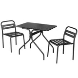 Gardeon 3pc Outdoor Bistro Set - Steel Table and Chairs - Black