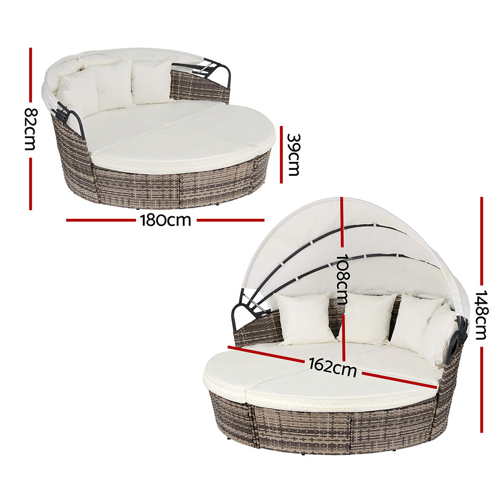 Gardeon Outdoor Daybed - Wicker Style (with modular design)