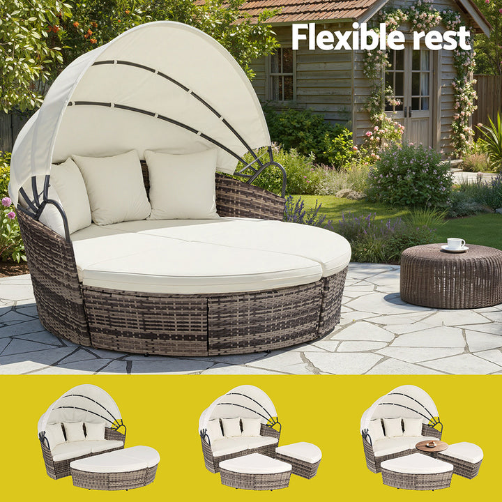 Gardeon Outdoor Daybed - Wicker Style (with modular design)